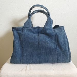 SOLD: Prada Canapa Canvas Tote Bag In denim avio